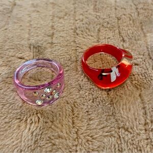 Clear acrylic vintage Y2K 90s rings size 6